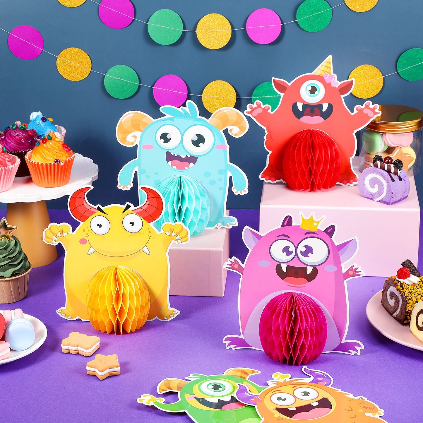 9 Sets Monster Honeycomb Centerpieces Little Monster Party Table Decorations Monsters Themed Birthday Party Supplies Baby Shower Party Favors Birthday Party Centerpiece Table Toppers Decor For Kids