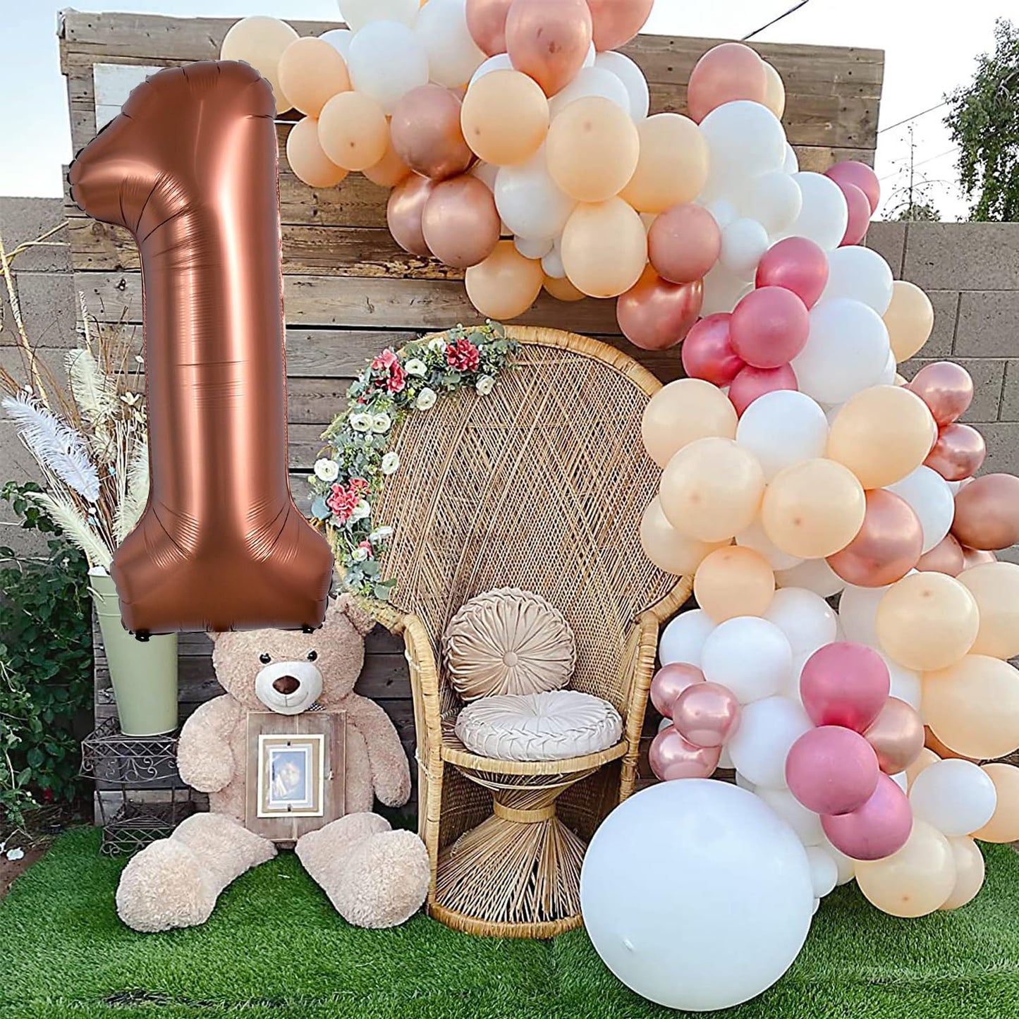 Toniful 40 Inch Coffee Brown Large Numbers Balloon 0-9 Birthday Party Decorations,Big Chocolate Number 1 Foil Balloon Digital 1