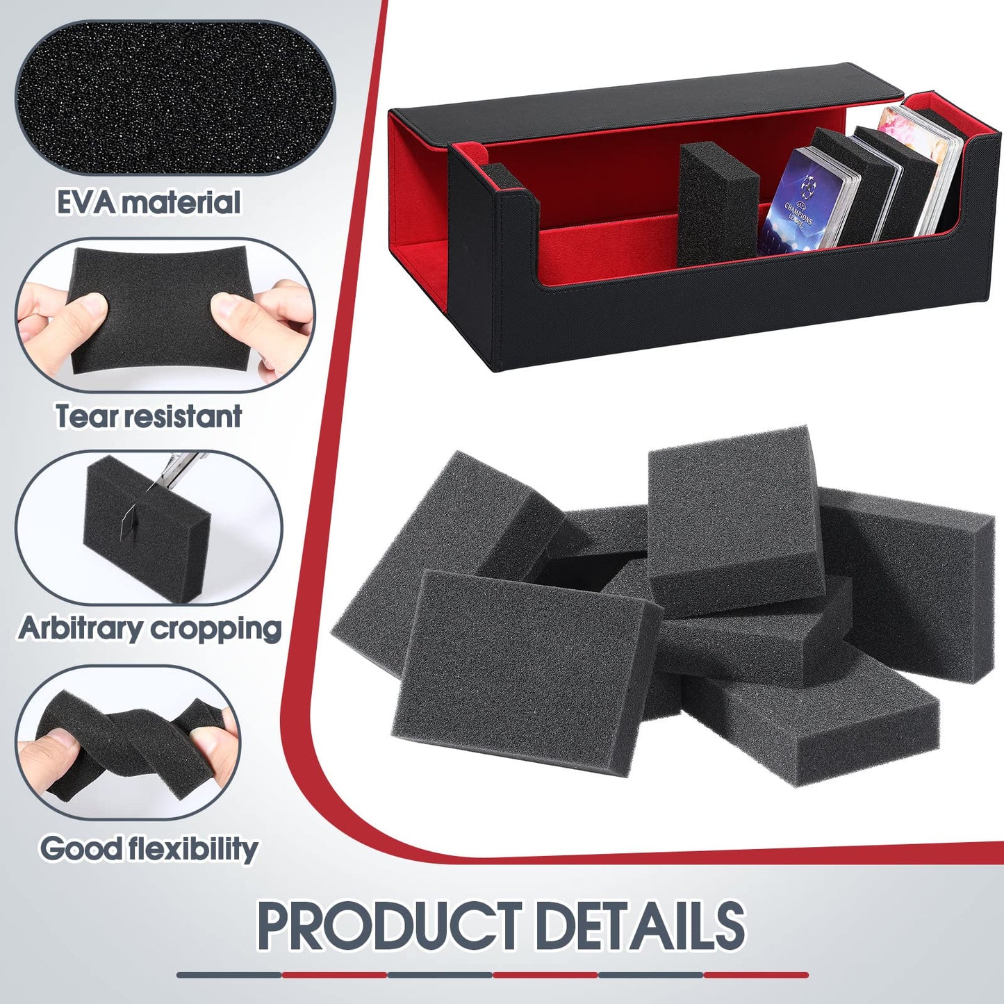 Card Dividers For Storage Boxes Trading Box Dividers Multifunction Card Sponge Shock Absorbing Sponge Suitable For Almost All Boxes To Fill Extra Space For Card Security, Black (80)