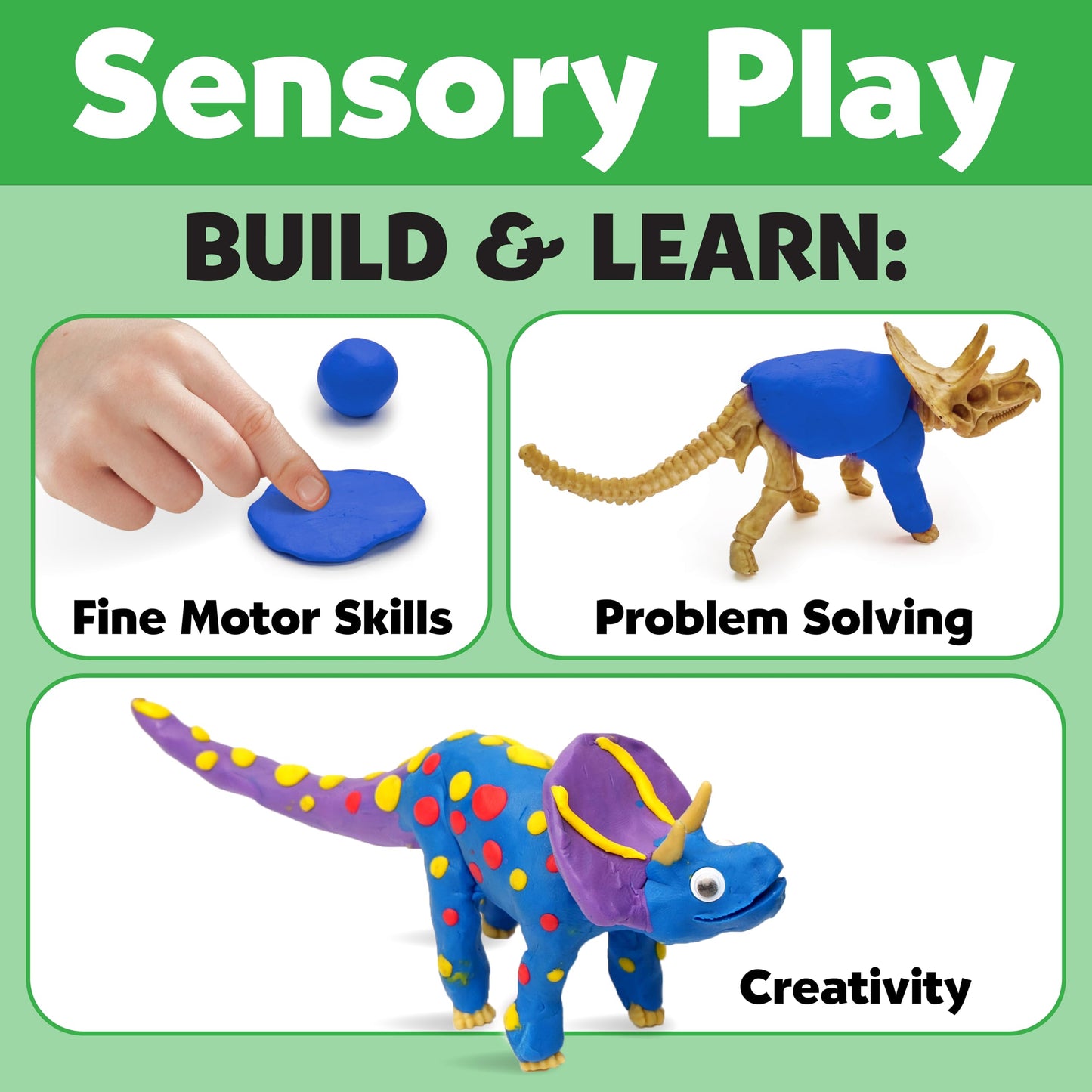 Creativity For Kids Create With Clay Dinosaurs: Craft 3 Dinosaur Toys For Kids Activities, Sensory Craft Kit For Kids Ages 5-8+, Dinosaur Gifts & Kids Toy