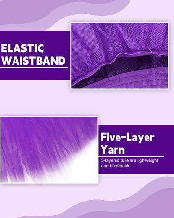 Zhanmai 5 Layered Tutu Skirt For Kids Tulle Tutu Skirt With Tube Socks Princess Runners Costumes Cosplay For Girls Kids (Purple,