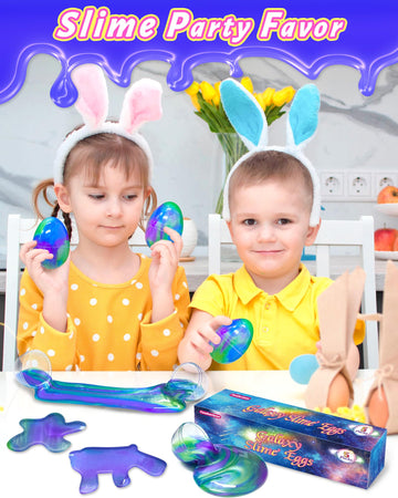 Tonberless 5 Pack Slime Filled Eggs Toys, Prefilled Easter Eggs Basket Stuffers for Teens Kids, Easter Egg Fillers Gifts Party F