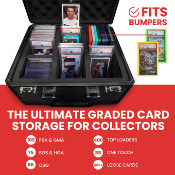 enhanced Graded Card Storage Box - Impact Resistant Graded Card Case with TSA Lock & GPS Compartment Holds 90 PSA/BGS Cards Toploader Cards Sports Trading Card Storage Box for Collectors & Travel