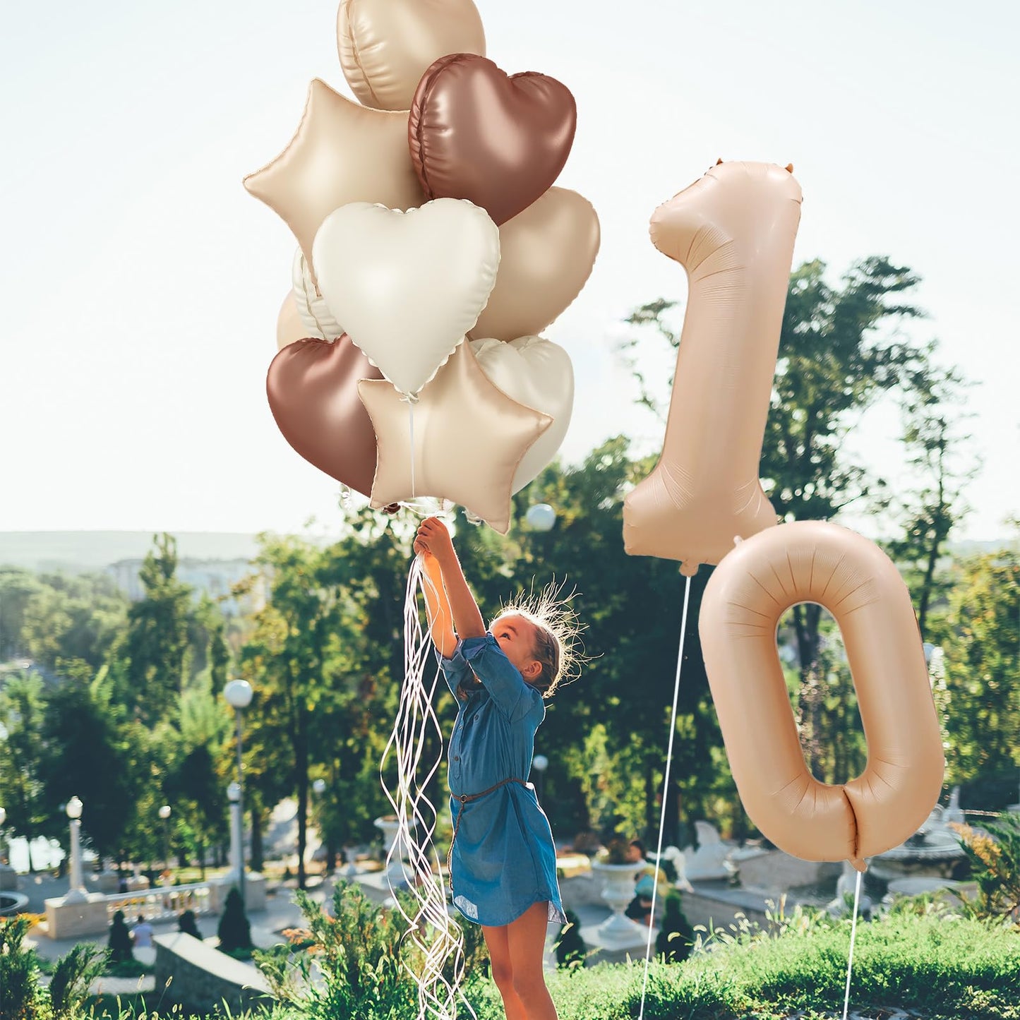 12Th Birthday Balloons Beige, Large Apricot Tan Foil 12 Number Balloon Decor With Sand White Cream Nude Taupe Helium Heart Star