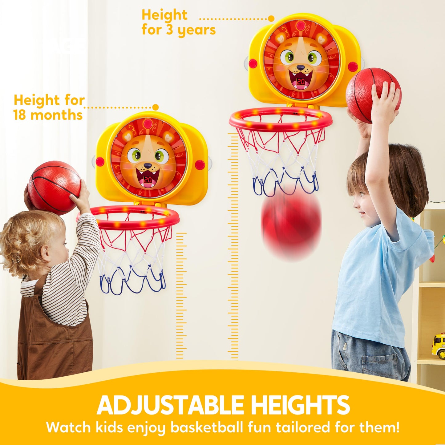Syncfun Mini Basketball Hoop Led Scoring Indoor Hoop With 2 Balls, Indoor Adjustable Height Basketball Hoop, Space-Saving, Chris