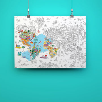 Omy Giant Coloring Poster - Atlas - Map of The World | Explore The Continents and Countries of The World | 40 x 28 Inches | Crea