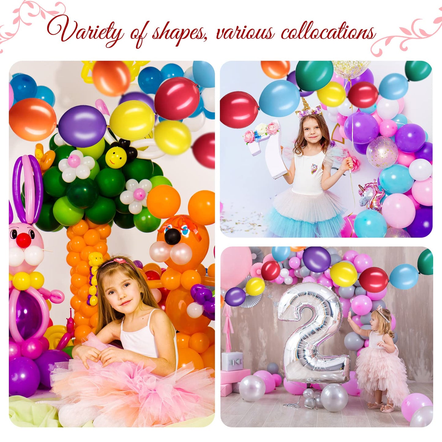 100 Pcs Link Balloon Linking Balloon Latex Linkable Balloons Connected Wedding Party Decoration (Colorful, 10 Inch)