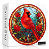 Stained Glass Puzzle Bird Puzzles For Adults 1000 Pieces, Round Cardinal Bird Flower Puzzle, Impossible Hard Challenging Puzzles For Adults, Colorful Stained Glass Jigsaw Puzzle As Wall Art Decor