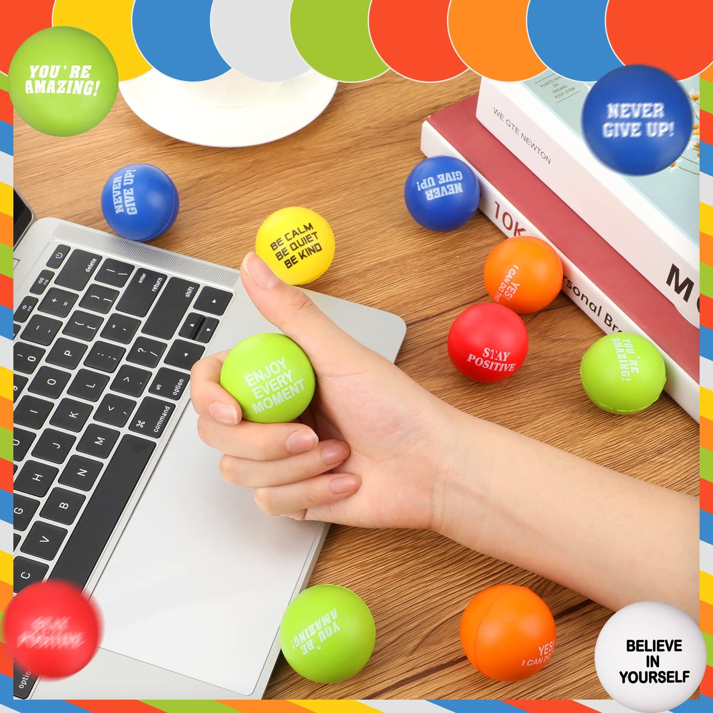 Motivational Stress Balls Colorful Small Foam Balls Anxiety Relief Toys Relieve Inspire Hand Exercise Toys Funny Stress Relief Gifts For Adults Teams Motivating Encouraging(80 Pcs,Positive)