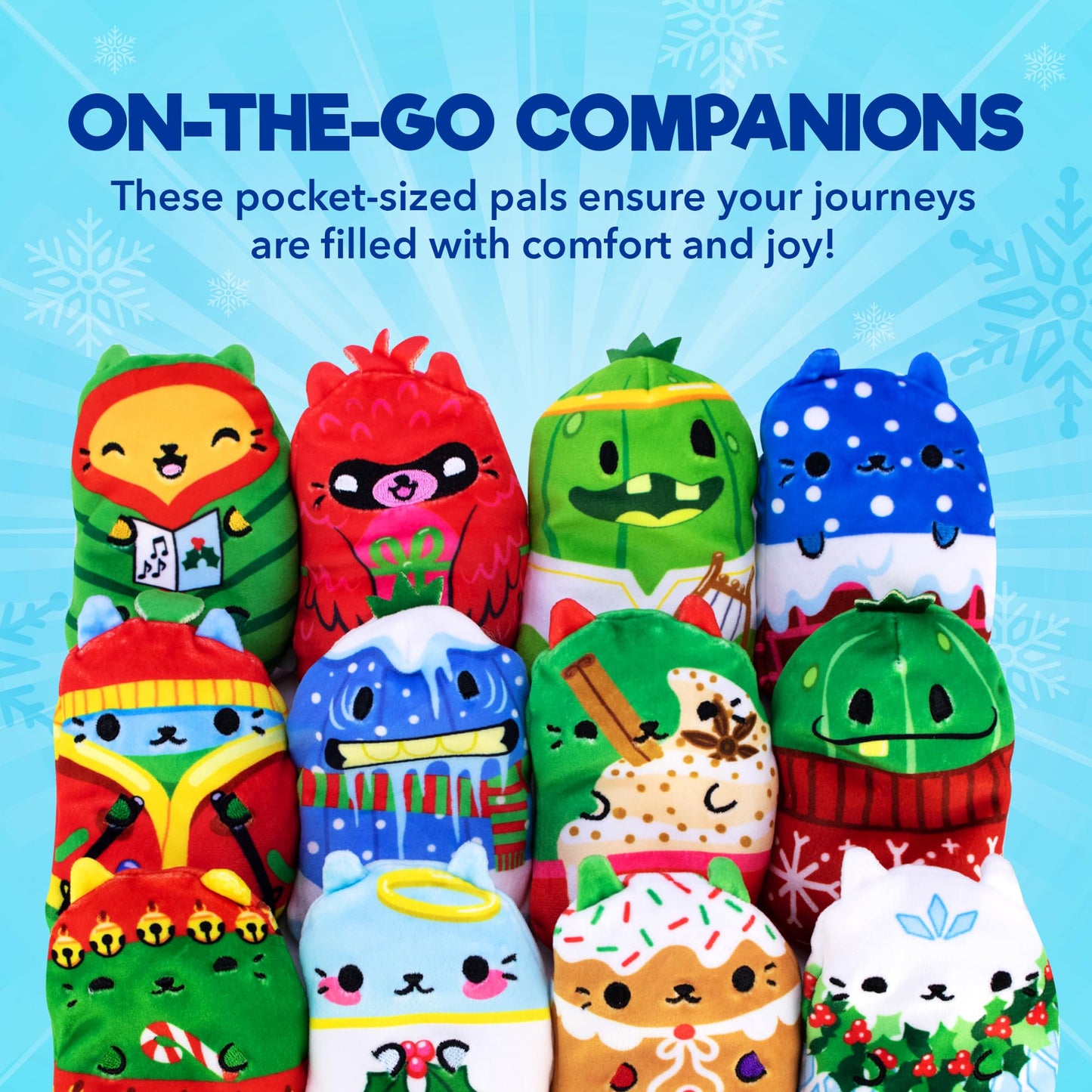 Cats Vs Pickles 4 Pack Christmas Bean Mystery Bags - 4 Inch Bean Filled Plushies - Stocking Stuffers - Blind Bags For Girls And