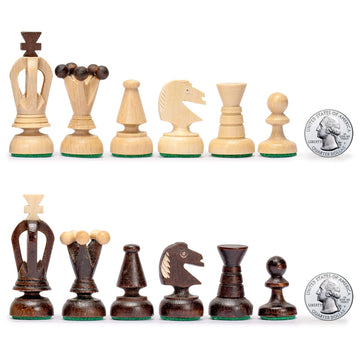 Husaria European International Chess Wooden Game Set, King's Classic - 11.3-Inch Small Size Chess Set with Folding Board and Fel