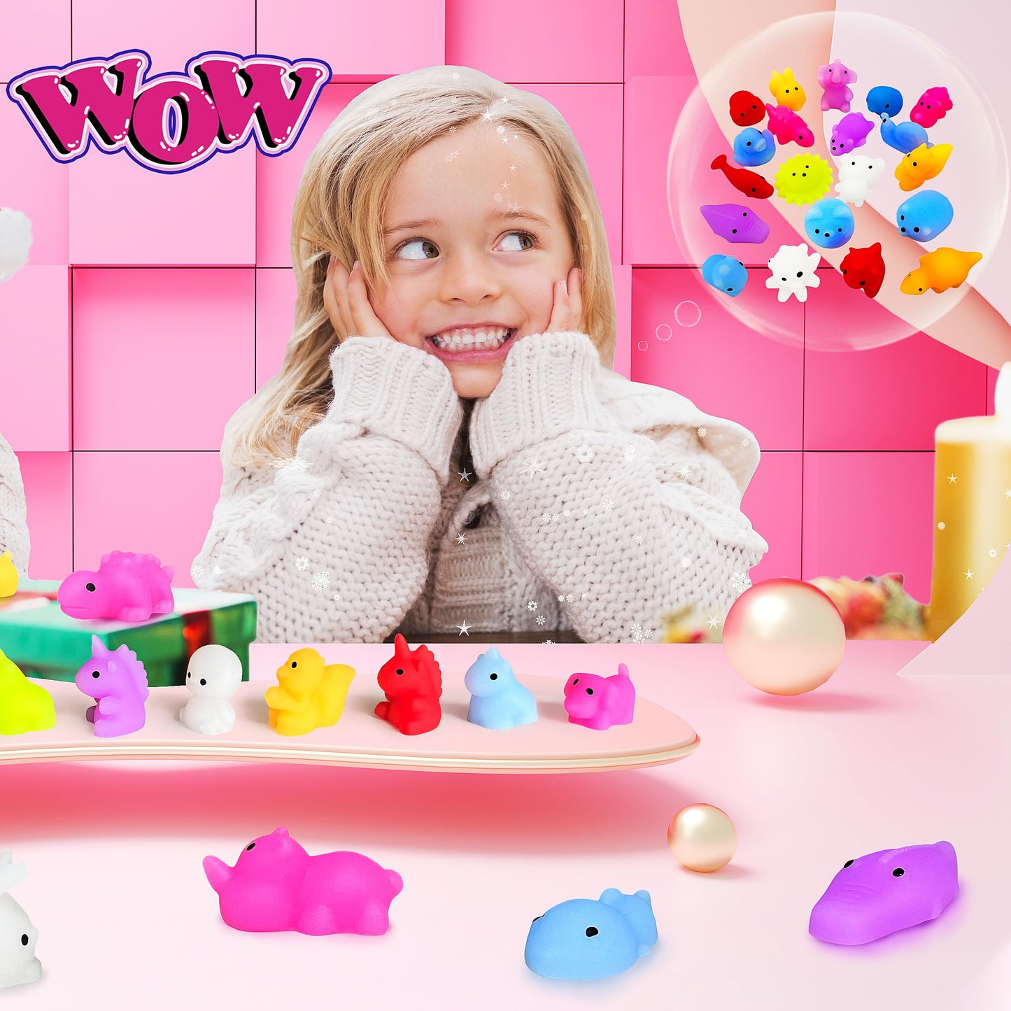 Jiaho 20 Pcs Mochi Squishy Toys Party Favors For Kids, Mini Kawaii Squishies Mochis For Kids, Sensory Squeeze Fidget Toys Bulk F