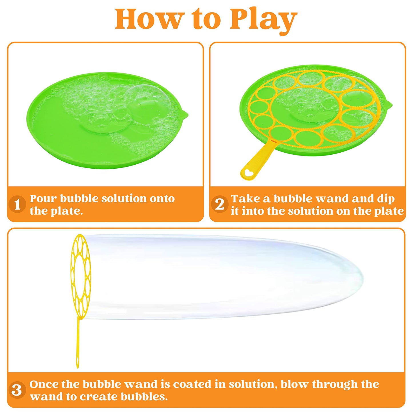 Joyin Big Bubble Wands Set Bulk For Kids Summer Outdoor Activity Party Favors, 18 Pcs Giant Bubble Maker With Tray, 12' Large, 6 Pcs Solution Suitable For All Age People
