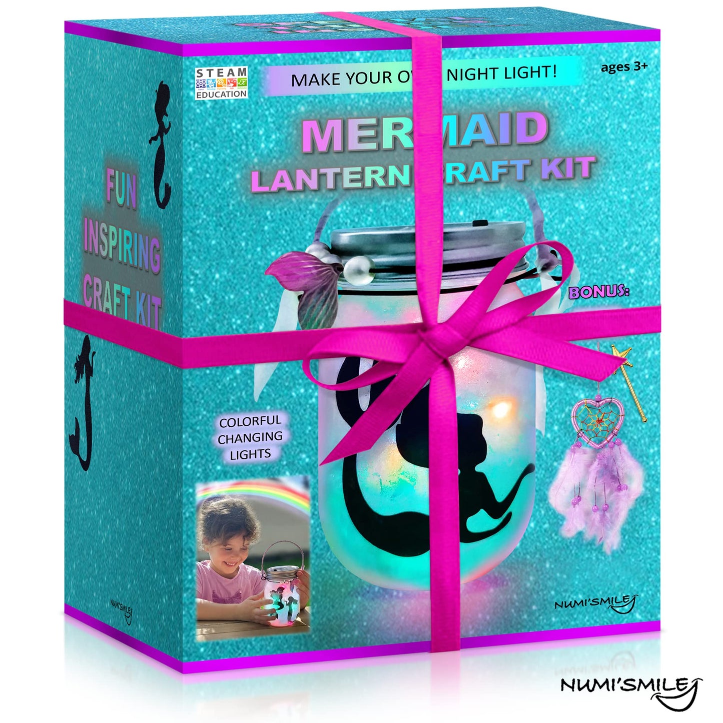 Mermaid Toy Lantern Night Light Craft Kit, Birthday Gifts For Kids, Diy Mermaids Arts And Crafts, Gift For Girls Ages 3 4 5 6 7 8-12 Years, Stem Toys