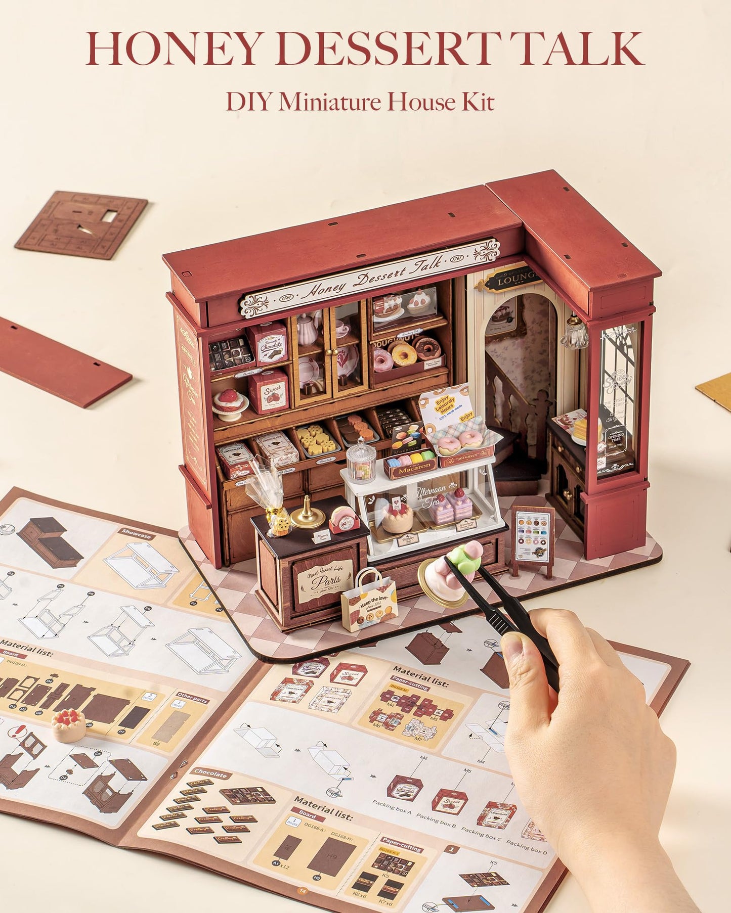 Robotime Diy Miniature House Kit, Mini Wooden Dollhouse Kit For Adults, Building Kit With Led Light, Diorama Model,Halloween/Chr