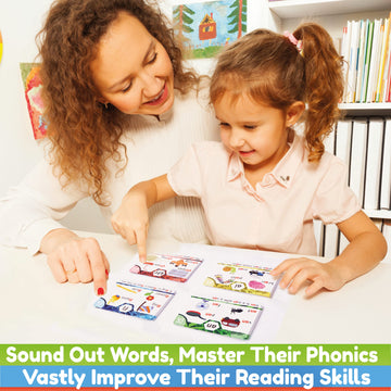 Phonics Flash Cards - Learn To Read In 20 Stages - Digraphs Cvc Blends Long Vowel Sounds - Games For Kids Ages 4-8 Kindergarten First Second Grade Homeschool Educational Study Activity