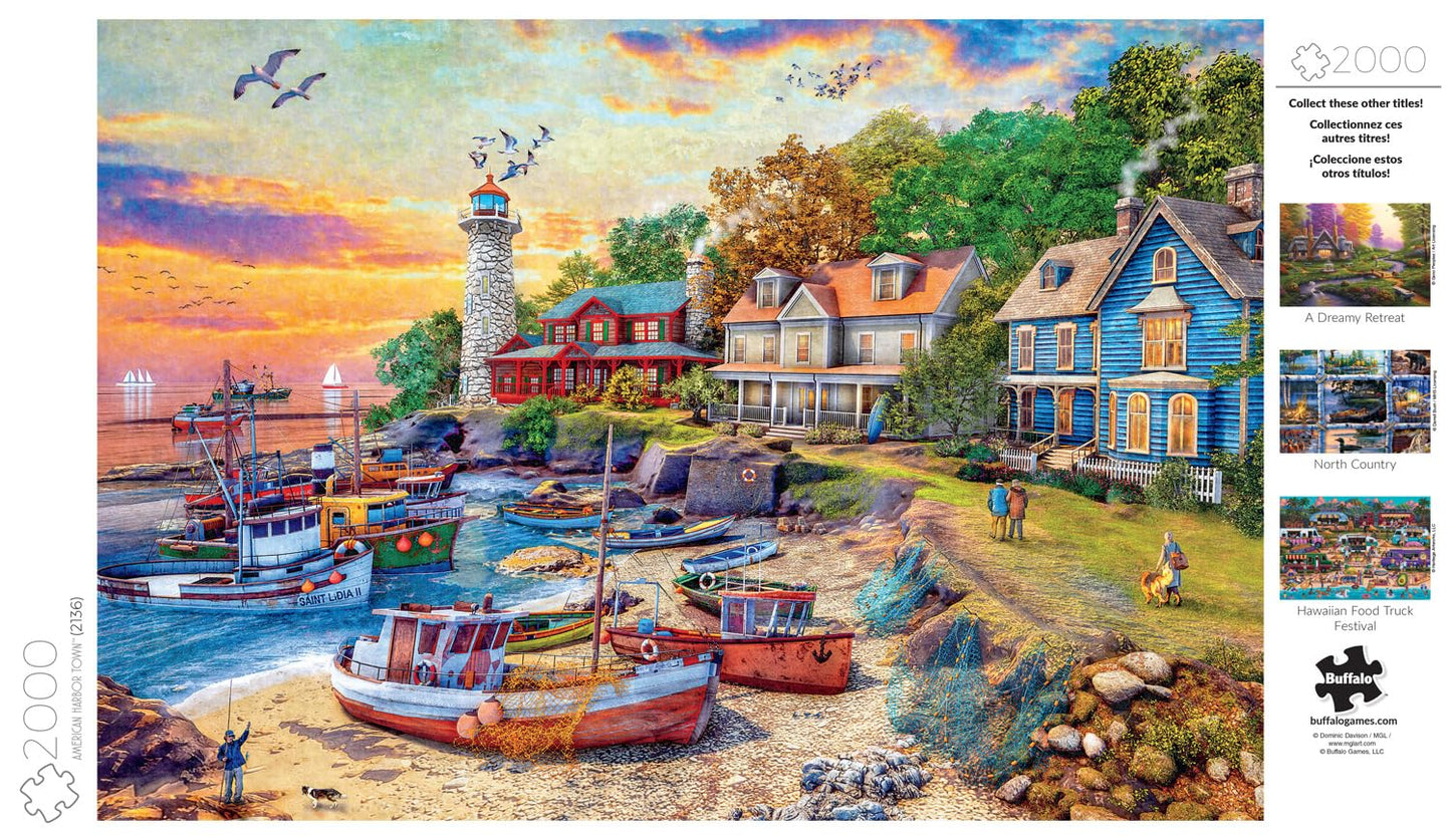 Buffalo Games 2000 Piece Jigsaw Puzzle - American Harbor Town, Large, Multicolor, Model 2136, Perfect for Game Nights