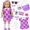 Zntwei American 18 Inch Doll Clothes And Makeup Accessories Playset Fit 18 Inch Doll Includes Dolls Clothes Sunglasses Phone Eye
