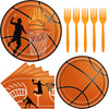 96PCS Basketball Party Supplies - Dinnerware Sets with Plates, Napkins, Forks - Boys Birthday Party Decorations - Serves 24