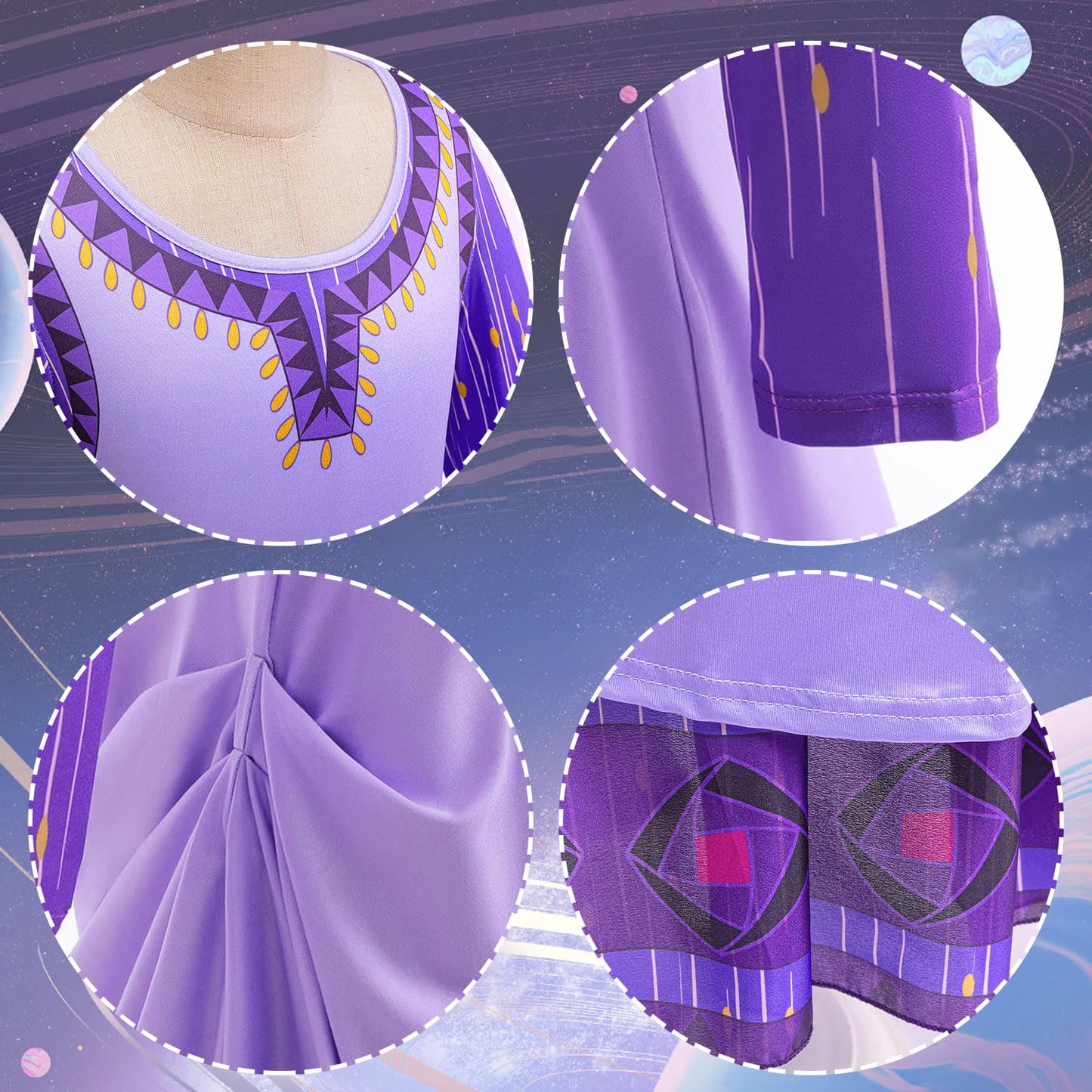 Itvti Wish Asha Costume For Girls Princess Halloween Christmas Dress Purple Cosplay Outfit, 2-3 Years(Tag 100)
