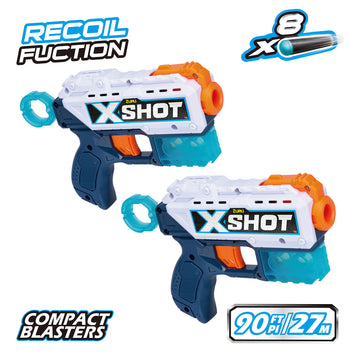 Xshot Excel Double Kickback Foam Dart Blaster Combo Pack (8 Darts, 6 Cans) By Zuru