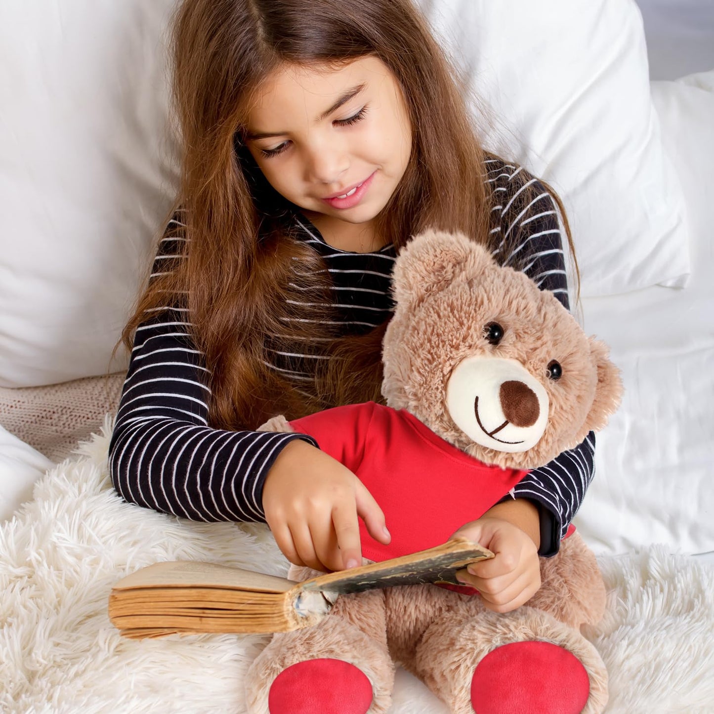 RoundFunny Bear Tee Shirt Fit Most Bear Clothes Stuffed Animal Clothes Shirt Basic Stuffed Bears Dolls Shirt (14-18inch,Red)