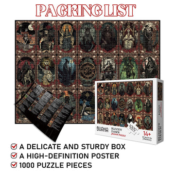 Buhah Tarot Cards Puzzle Halloween Spooky Witchy Goth Puzzle Horror Skeleton Puzzles For Adults 1000 Pieces Scary Skull Art Jigs