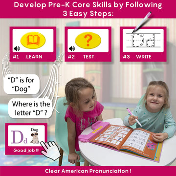 Curious 2 Learn Abc Learning For Toddlers, Busy Book, Speech Therapy, Alphabet Sound Book, Preschool Learning Activities, Letter Tracing, English & Spanish, Educational Toys - Age 3+ Girls / Boys