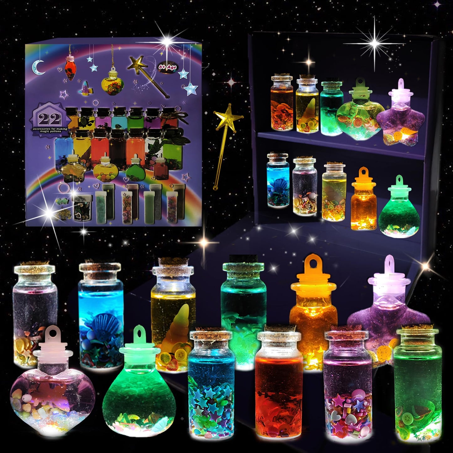 Awzng Fairy Potion Kits For Kids,22Pcs Fairy Magic Kids Mixies Potion Bottles,Creativity Art Toy For Girls, Fun Birthday Gift To