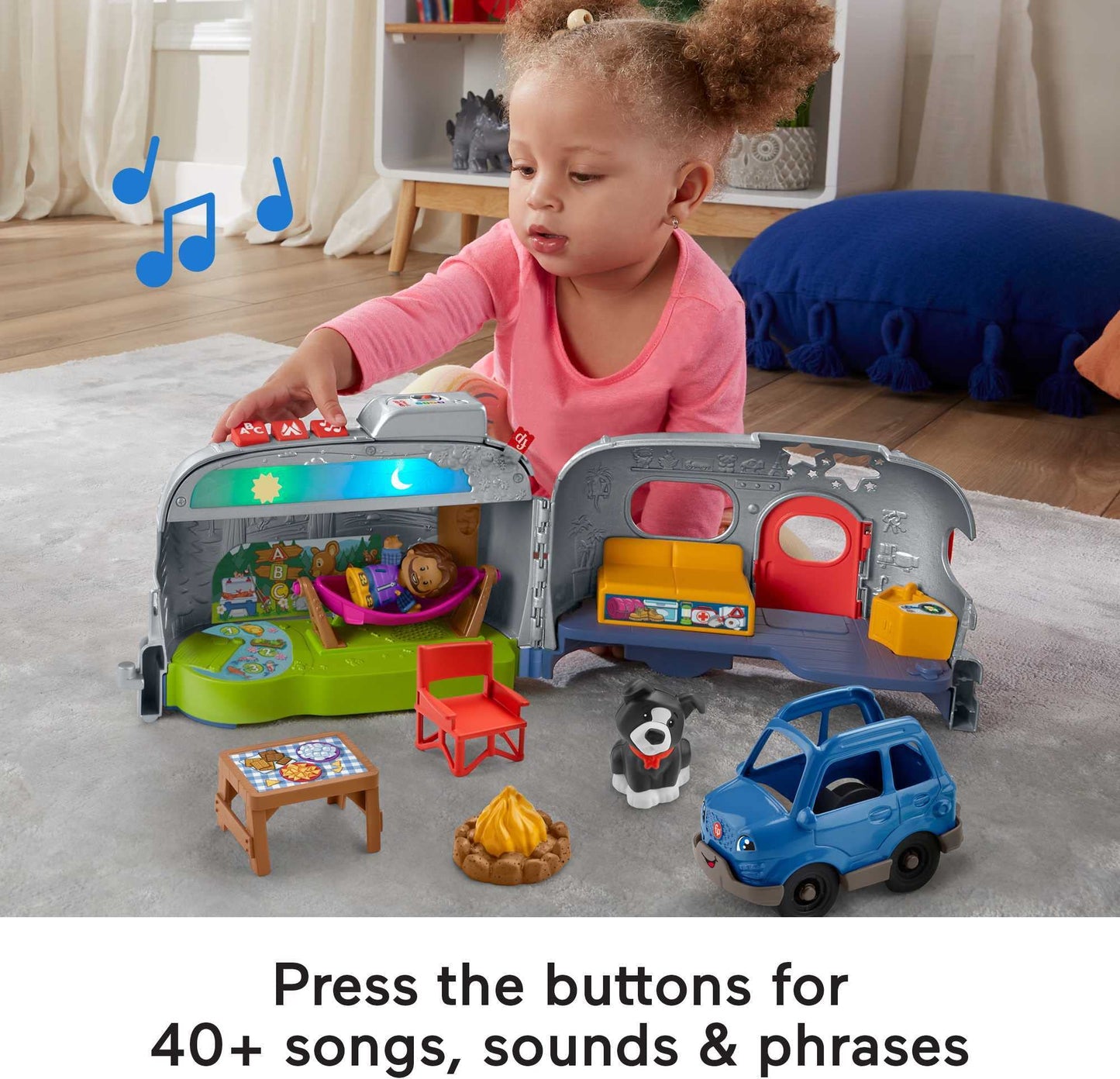 Fisher-Price Little People Toddler Toy Light-Up Learning Camper Playset With Smart Stages, Figures & Accessories For Pretend Pla
