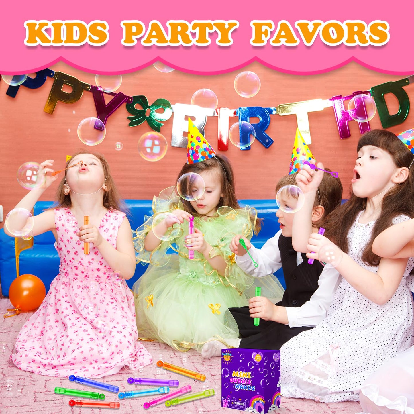 Kids Party Goodie Gift Bag Stuffer Fillers,32 Pack Mini Bubble Wand Toys,Small Halloween Pinata Birthday Party Favors Supplies F