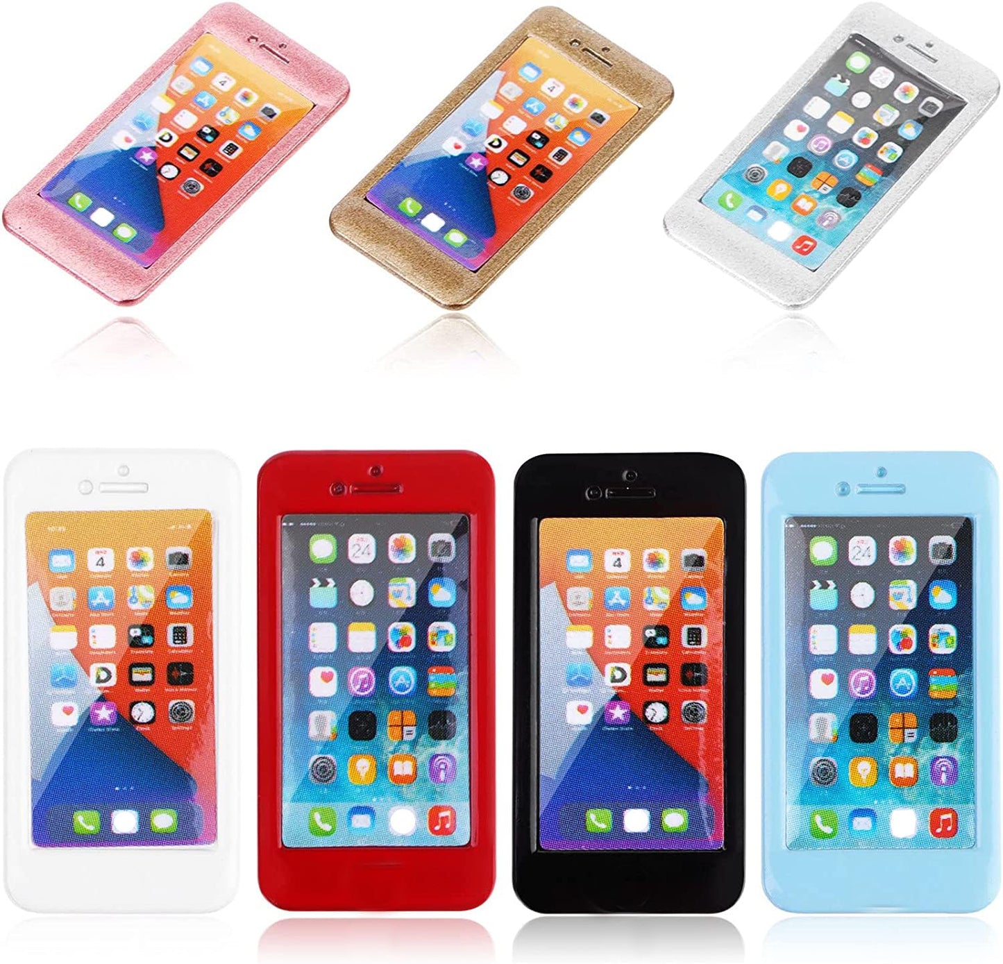 Tboxbo 7 Pack 1/12 Scale Dollhouse Cell Phone Simulator Accessories Mini Telephones Dollhouse Accessories Scene Simulation Miniatures Playset
