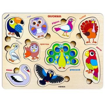 Quokka Wooden Puzzles For Toddlers Ages 1-3-5 - Animal Peg Puzzles For Kids 2-4 Years Old - Set Of 3 Wood Learning Travel Toys F