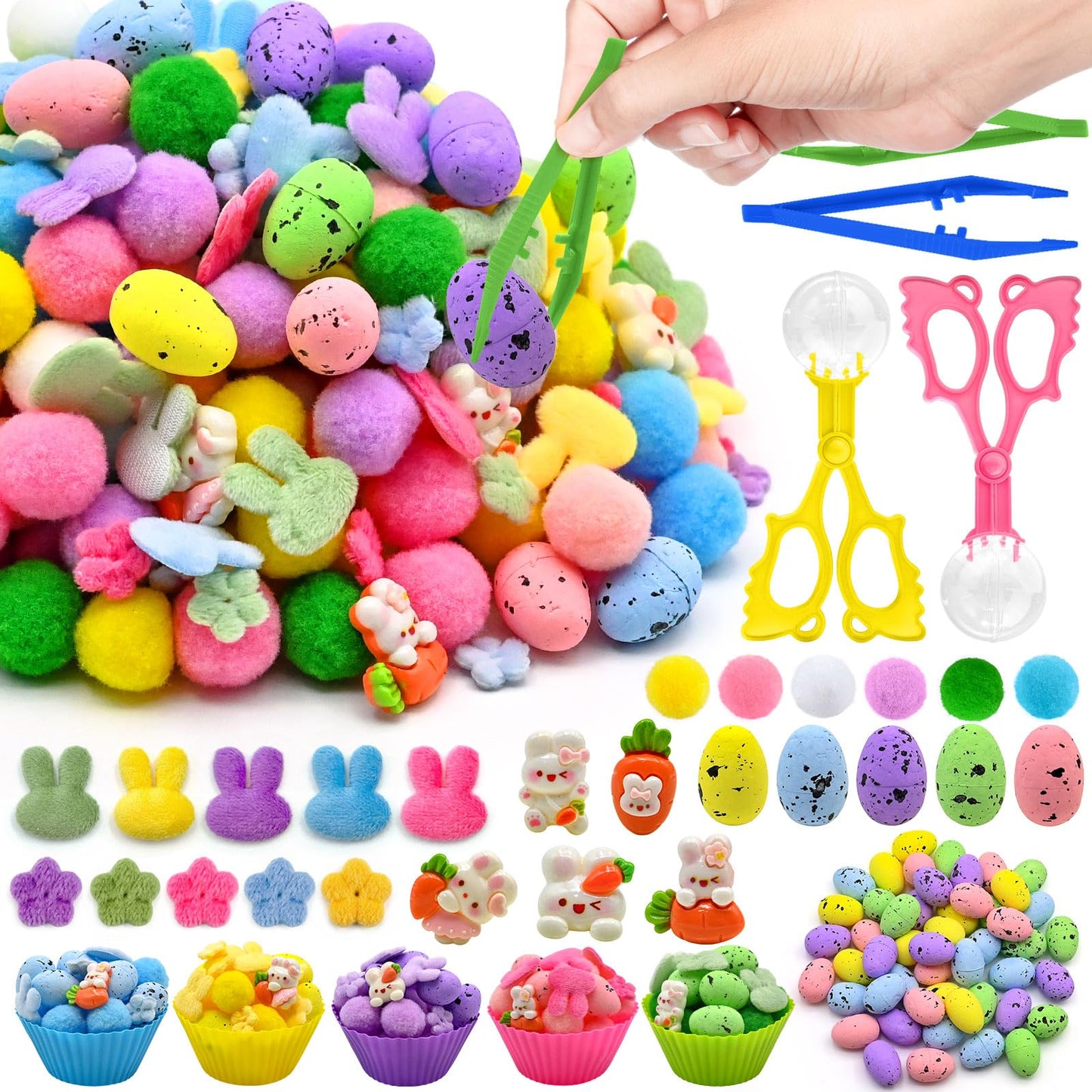 269 Pcs Easter Sensory Bin Filler Bunny Egg Flower Counting Sorting Sensory Bin Items Fine Motor Easter Counts For Spring Counti