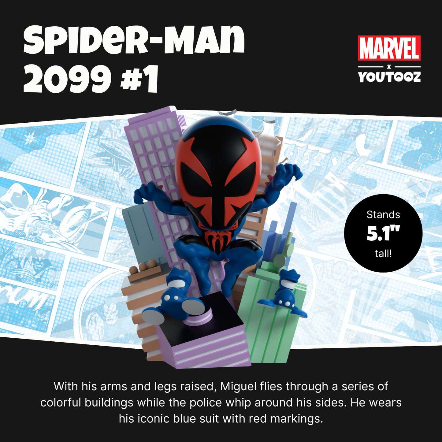 Youtooz Marvel Collection Spiderman 2099#1 5.1 Inch Vinyl Figure, Collectible Miguel O'Hara Action Figure, Spiderman Figure, Spi