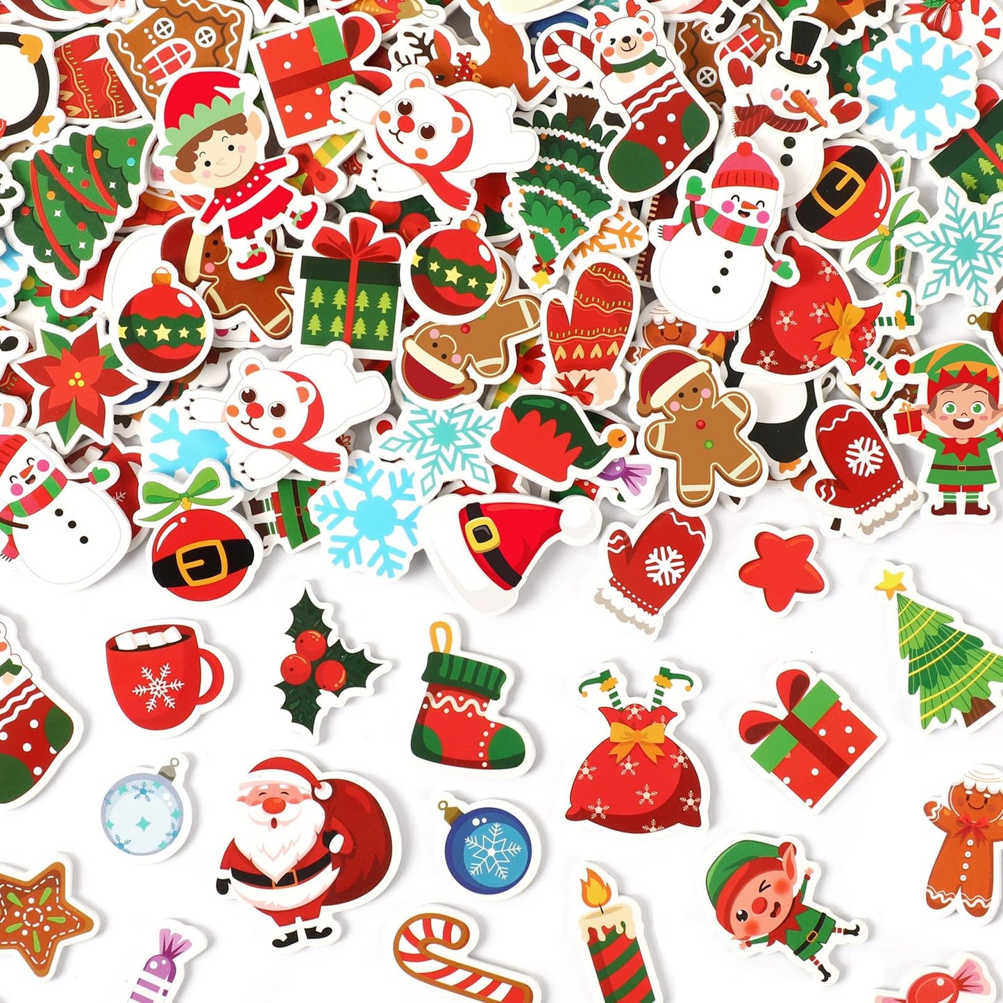 JULBEAR 300 Pcs Christmas Foam Sticker, Self Adhesive Puffy Scrapbook Stickers for Christmas Party Favors DIY Crafts Winter Holi