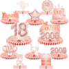 Happy 18Th Birthday Rose Gold Table Honeycomb Centerpieces Balloons Theme Decor Table Decorations Table Toppers For Girls Women Sweet Princess 18 Years Old Pink Birthday Party Bday Supplies Ornament