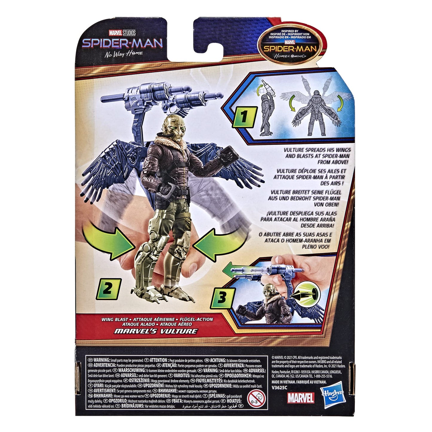 Spider-Man Marvel 6-Inch Deluxe Wing Blast Marvel'S Vulture, Movie-Inspired Action Figure Toy, Blasts Included Projectiles, Ages