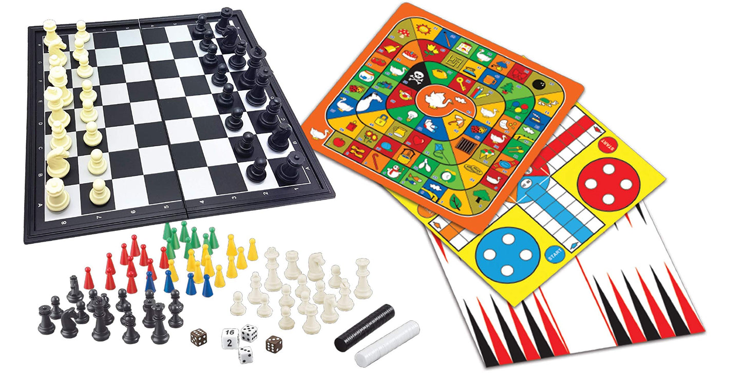Lexibook , 8-In-1 Games Set, Chess, Checkers, Backgammon, Chinese Checkers, Nine Men'S Morris Game, Snakes & Ladders Game, Goose