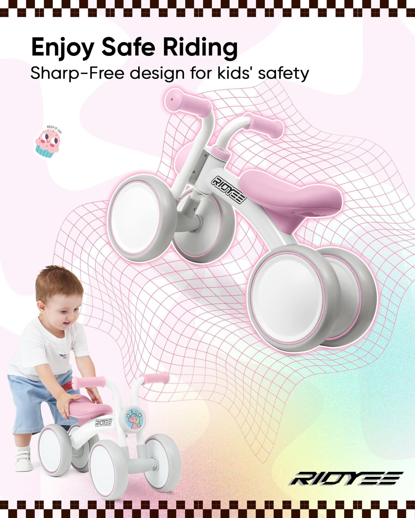 Ridyee Baby Balance Bike 1 Year Old, Toddler Balance Bike For 2 Year Old, Learn To Control Balance, Widened Wheelbase For Stable