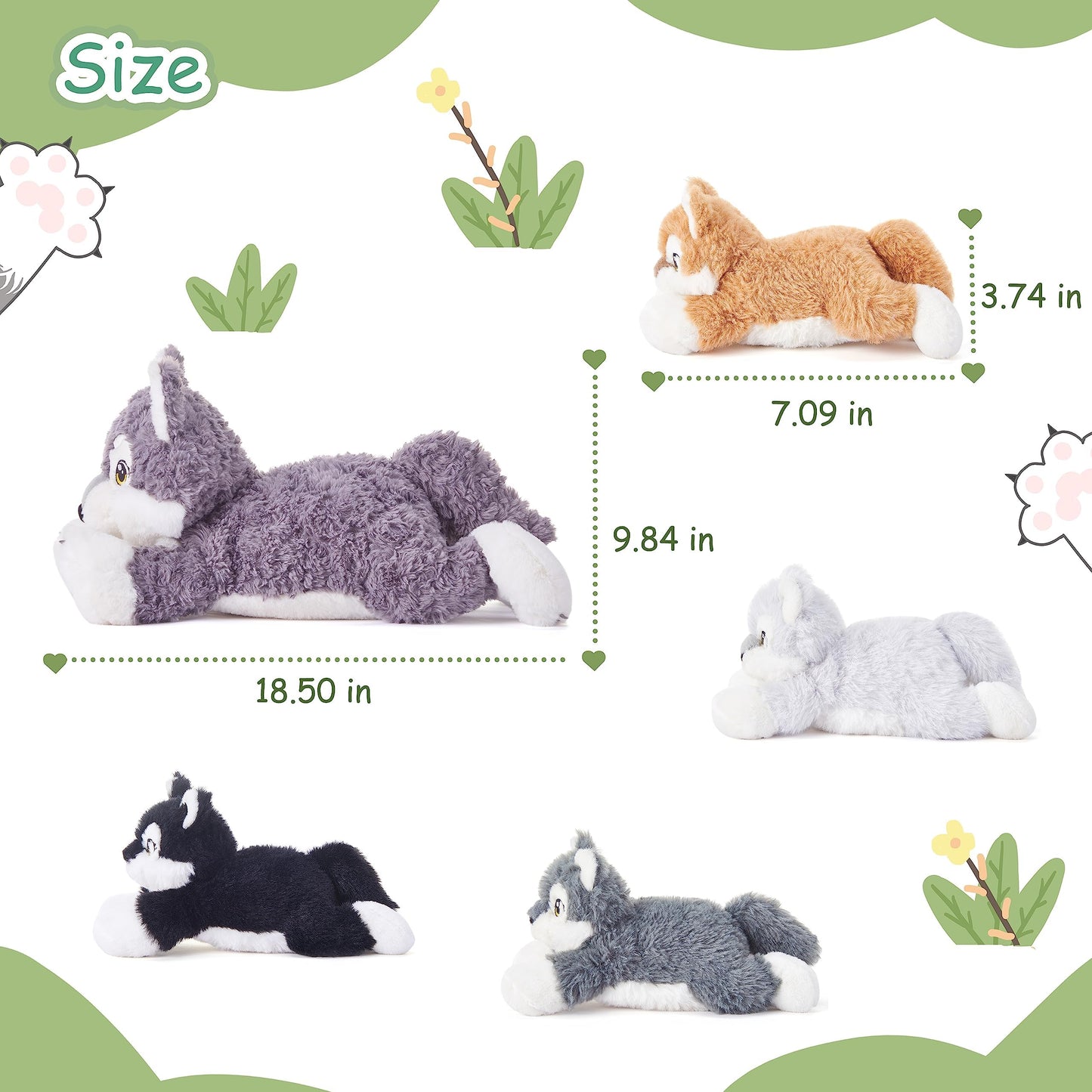 IKASA Mommy Wolf Stuffed Animal Set, 18" Soft Plush Toy, Gray Polyester, Includes Mom & Mini Baby Wolves