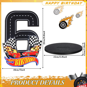 MiniInflat Race Car 6th Birthday Number Sign Centerpiece Race Car Theme 6th Birthday Party Supplies Wooden Table Decoration Phot