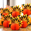 Fourluoo 6 Pcs Thanksgiving Table Centerpiece Decorations Paper Turkey Decor Thanksgiving Honeycomb Decorations 3D Paper Turkey