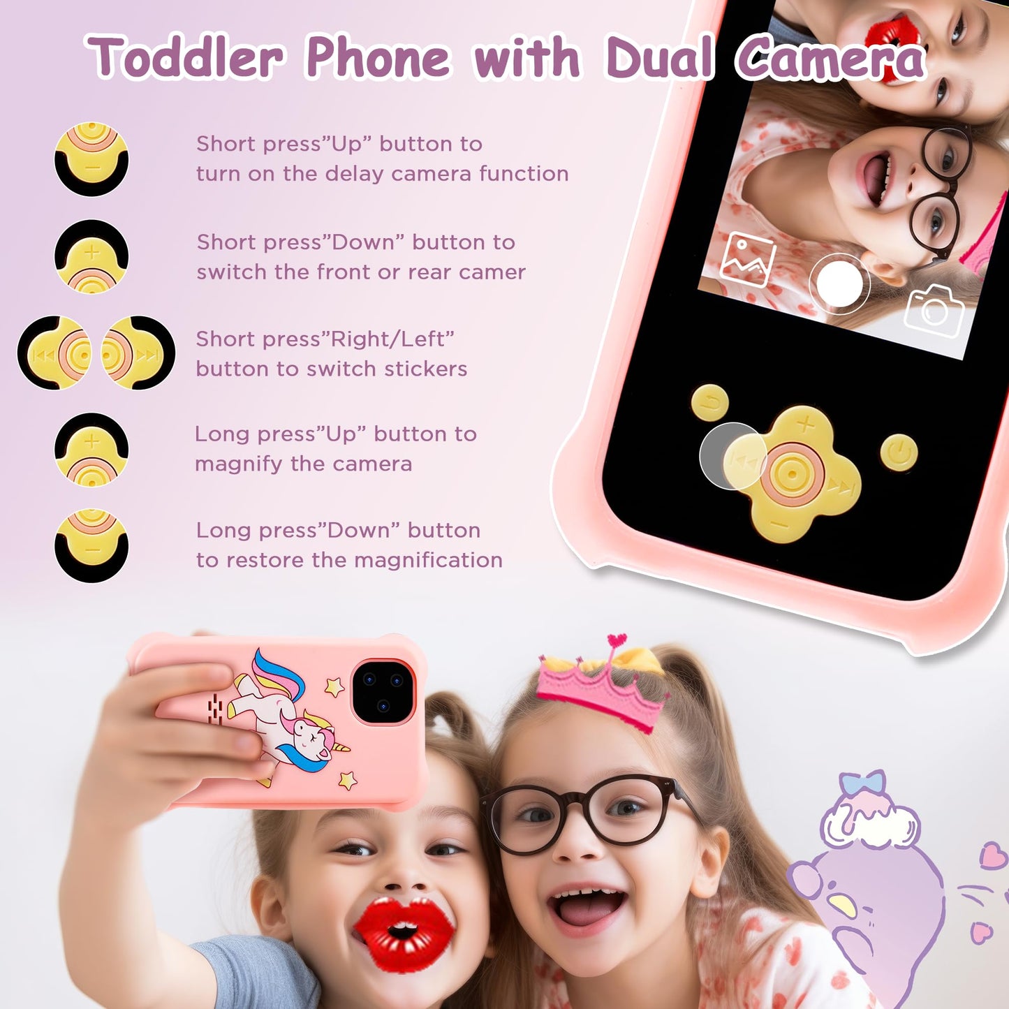 Kids Smart Phone For Girls, Christmas Birthday Gift For Girls Age 3-10 Kids Toys Cell Phone, Toddler Play Phone Toys With Hd Dua