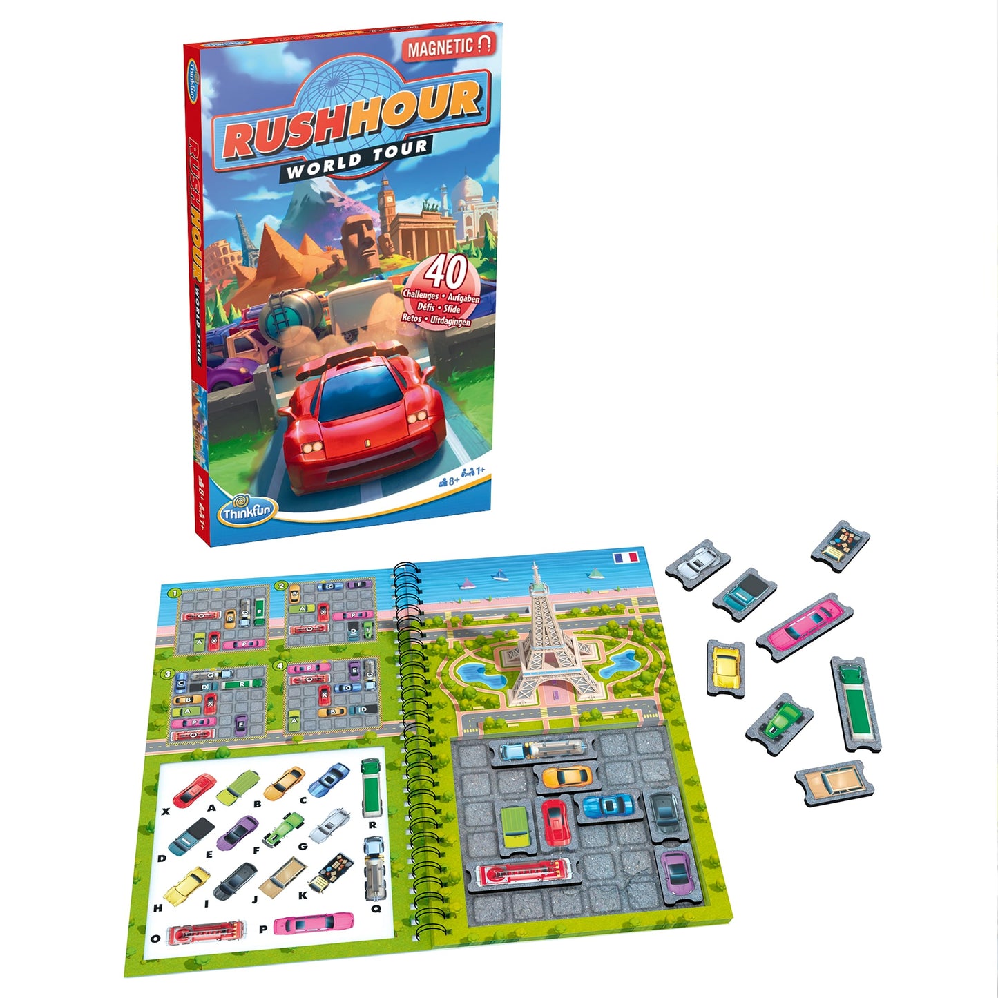 Thinkfun Rush Hour World Tour Magnetic Travel Puzzle - Embark On A Global Adventure Of Logic And Strategy In A Compact Travel Edition