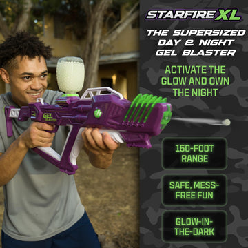 Gel Blaster Starfire XL - Glow-in-The-Dark Supersized Toy Gel Blasters with Water Based Beads - Semi, Full-Auto, Triple Burst Mo