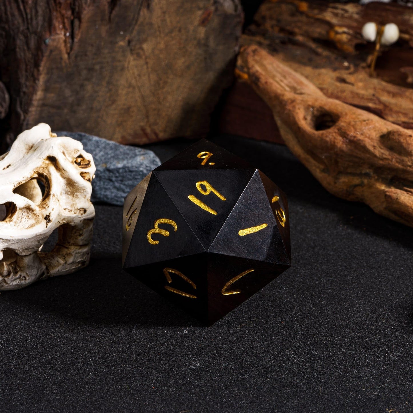 Hddais 50Mm Ebony Wood D20 Dnd Dice, Large D20 Dice D&D Polyhedral Dice With Gift Case For Dungeons And Dragons Role Playing Gam