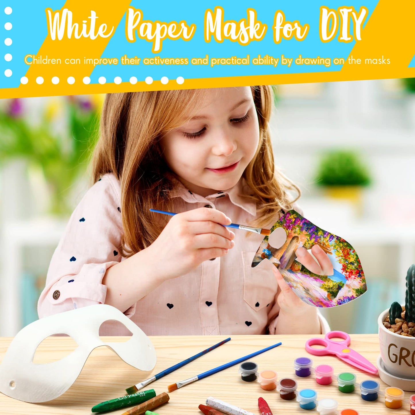 Leyndo 48 Pack Paper Mache Masks Craft Masks Blank DIY Halloween Mask Half Face Paintable Mask Mardi Gras Masquerade Cosplay(Sim