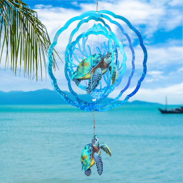 Sea Turtle Wind Spinners Outdoor Clearance - 12 Inches Hanging Stainless Steel Wind Sculpture Patio Lawn Yard Balcony Art Outsid