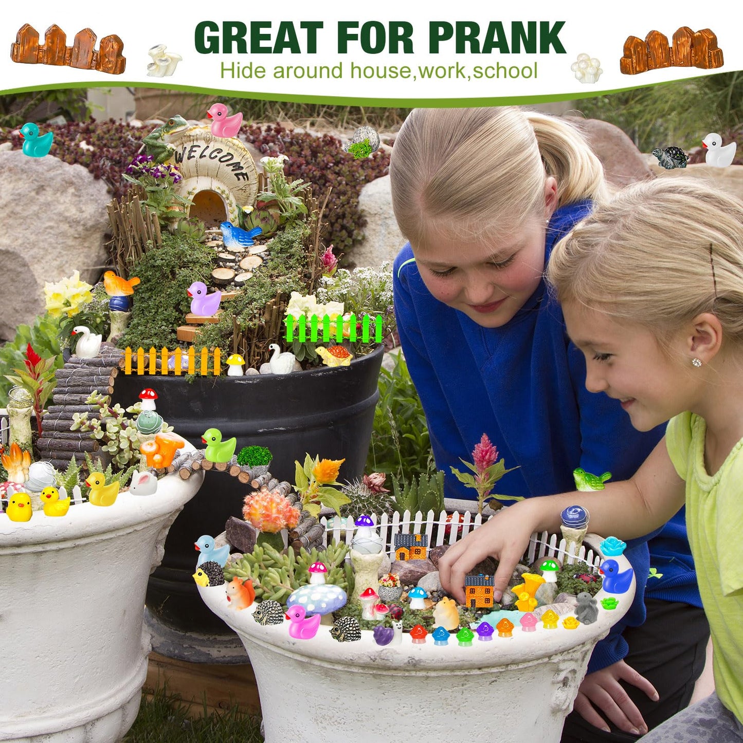 Barydat 400 Pcs Mini Resin Garden Figures for Pranks Hide Crafts Tiny Resin Animals Accessories for Miniature Garden Landscape D